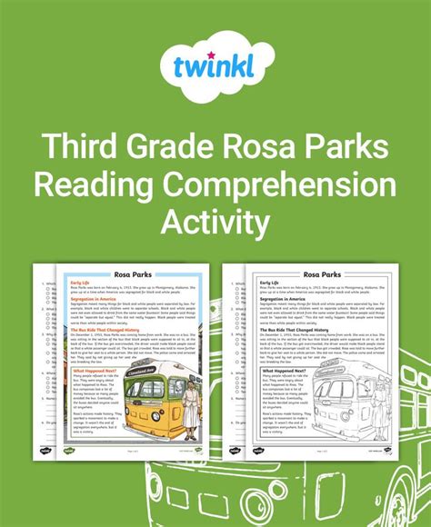 3rd Grade Rosa Parks Reading Activity | Reading comprehension ...