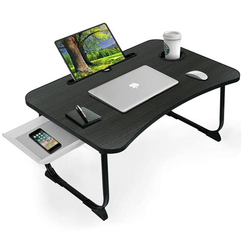 Buy Zapuno Laptop Bed Table, Portable Foldable Laptop Desk for Bed with Storage Drawer, Lap Desk ...