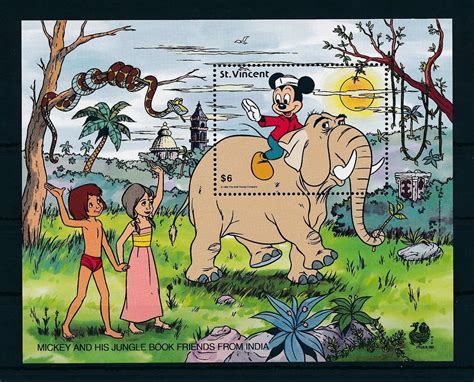 [23251] St. Vincent 1989 Disney Mickey Mouse Jungle Book Mowgli Elephant MNH | Caribbean - St ...