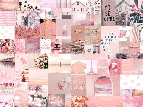 Aesthetic Wall kit Prints for Collage Aesthetic Collage Aesthetic Vibe Soft Pink Collage kit ...
