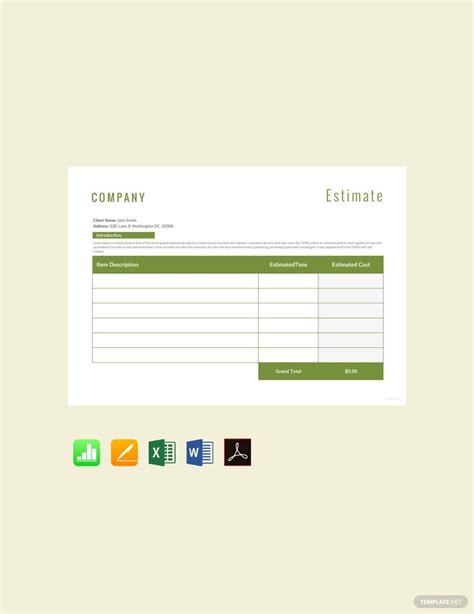 Free Google Docs Estimate Template