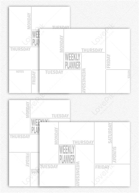 Minimalist simple plain black white weekly planner template image_picture free download ...