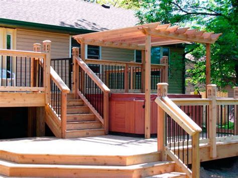 multi level deck with pergola | Hot tub deck, Patio deck designs, Deck ...