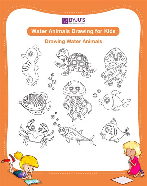 Water Animals Drawing for Kids | Free Water Animals Drawing Ideas for Kids