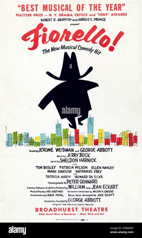 Fiorello, The New Musical Comedy Hit – Vintage Theatre Musical poster. Broadhurst Theatre Stock ...