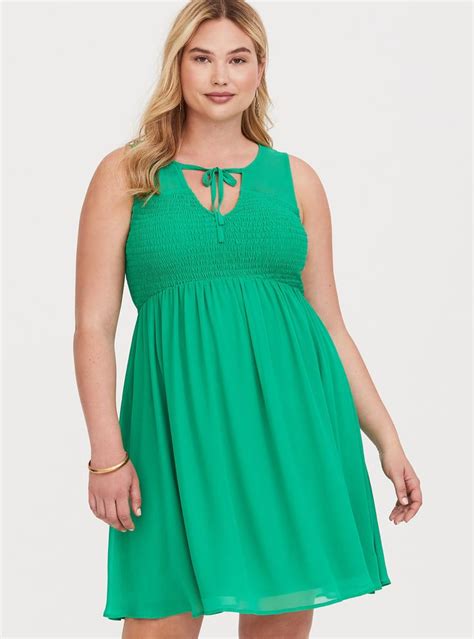 Green Chiffon Smock Front Tank Dress | Dress, Tank dress, Chiffon fabric