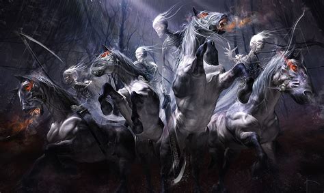 art-yayashin-riders-undead-skeletons-horses-scythe-sword-bow-rain ...