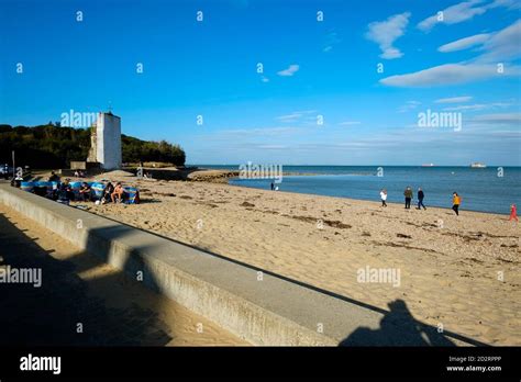 St Helens Old Church tower on St Helens Duver foreshore isle of Wight Stock Photo - Alamy