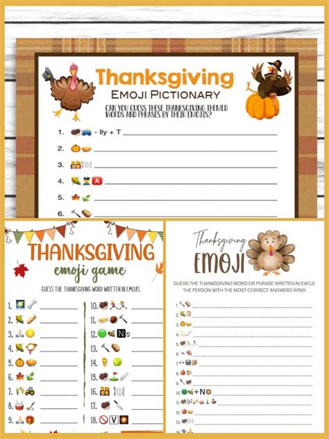 Cutest Thanksgiving Emoji Pictionary with Answers - Fun Party Pop in 2022 | Emoji games ...