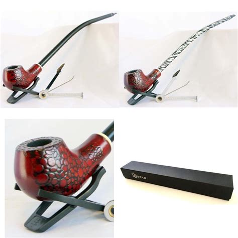 Gstar Long Pear Wood Churchwarden Tobacco Pipe with Cleaning Tool Kit ...