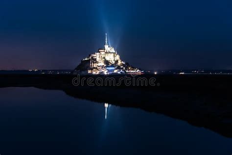 Mont Saint Michel at night stock photo. Image of landscape - 86440896