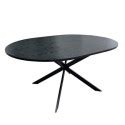 Round to Oval Black Wooden Extendable Dining Table with Gold Legs ...