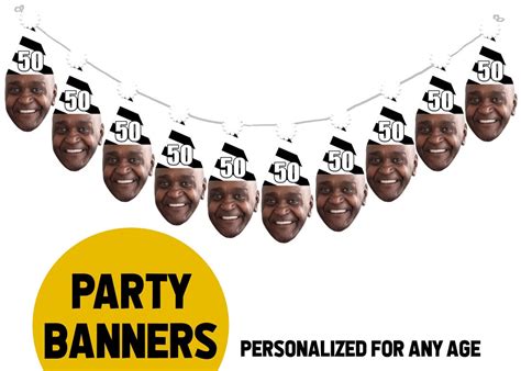 Black and White 50th Birthday Face Banner Personalized 50th - Etsy