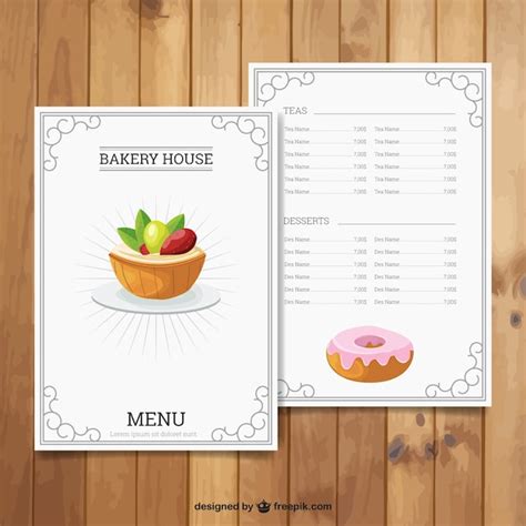 Free Vector | Bakery house menu