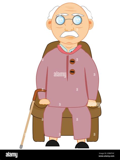 Vector illustration of the elderly person reposing in soft easy chair ...