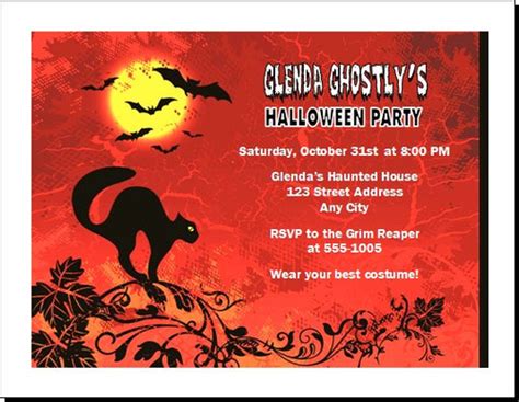 Black Cat Halloween Party Invitation