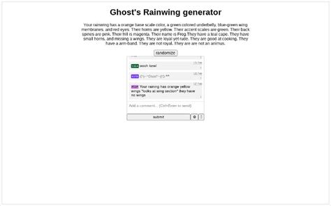 Ghost's Rainwing generator