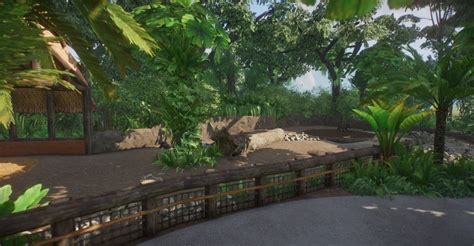 Made a simple warthog habitat connected to the pygmy hippo underwater view (also based on ...