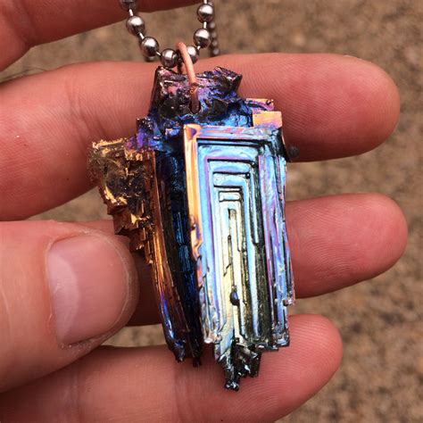 Handmade bismuth hopper crystal pendant necklace. – King Bismuth |the| Bismuth King