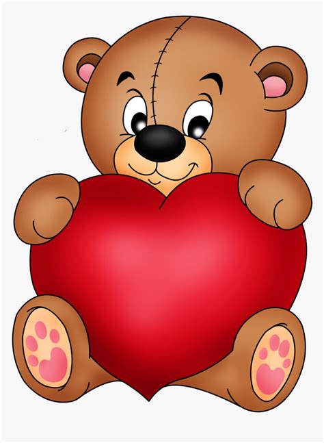 Brown Teddy With Red Heart Png Clipart - Cute Teddy Bears With Hearts, Transparent Png - kindpng