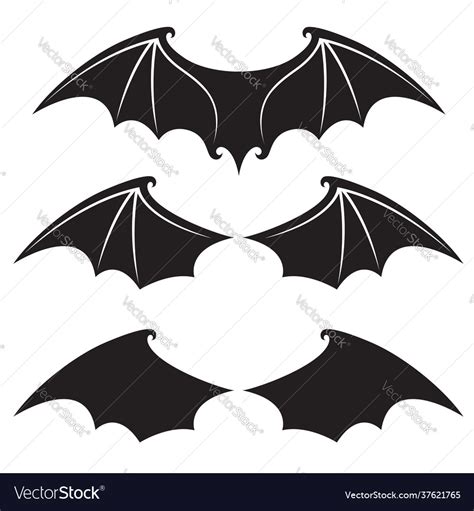 Set bat wings Royalty Free Vector Image - VectorStock