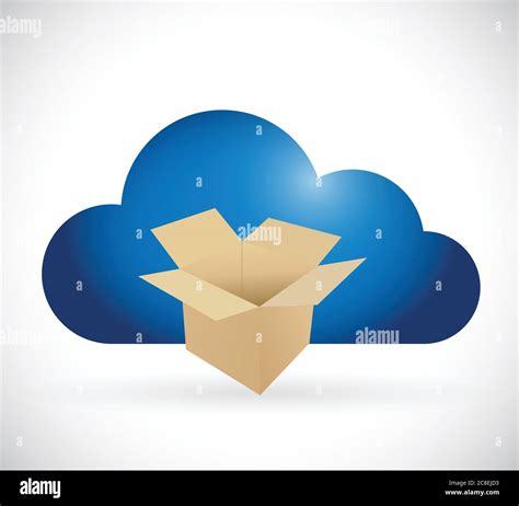 Box and cloud storage concept illustration design over a white ...