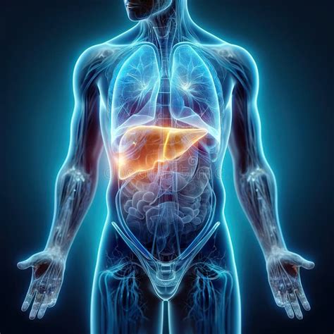 Human Liver Highlighted in Body Anatomy Illustration. Generative AI Stock Illustration ...