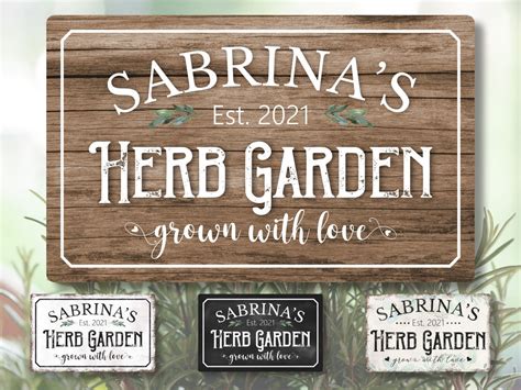 Herb Garden Signs Indoor Herb Garden Metal Small Sign Herb - Etsy