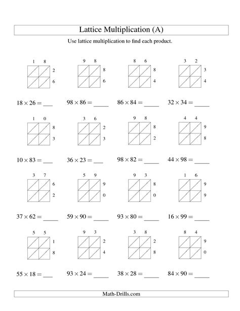 Printable Lattice Multiplication Grids | PrintableMultiplication.com