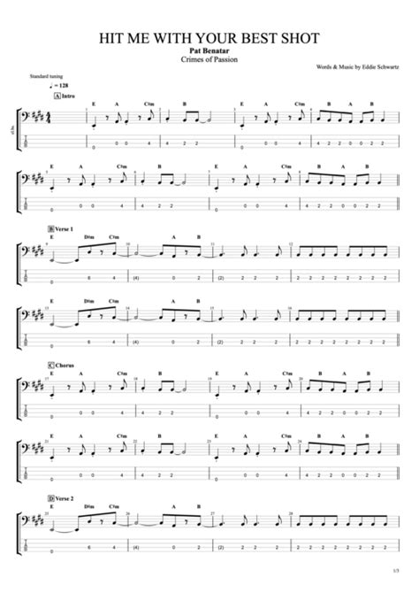 Hit Me with Your Best Shot Tab by Pat Benatar (Guitar Pro) - Full Score | mySongBook