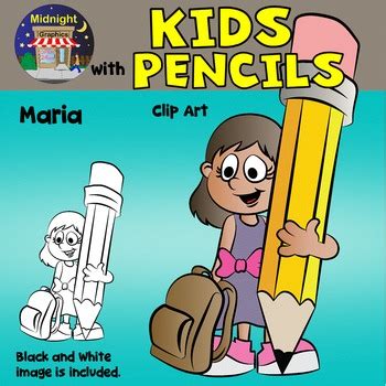 School Kids Clip Art {Kids with Pencils} - Maria by Midnight Graphics