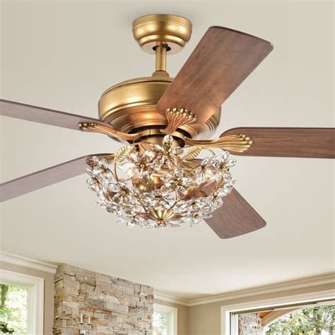 Gold Ceiling Fan With Crystals - Draw-super