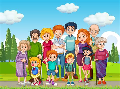 Outdoor scene with big family group 1962654 Vector Art at Vecteezy