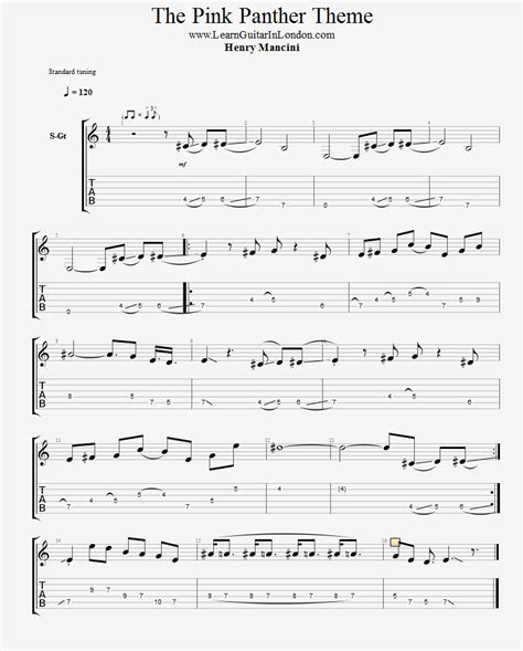 Pink Panther Theme - TAB - Henry Mancini - LearnGuitarInLondon.com ...