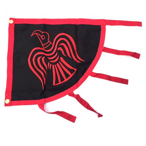 Viking Raven Flag Red/Black Cotton