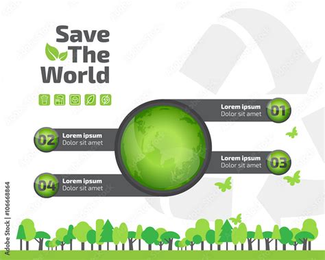 green ecology infographic element, save world and tree eco concept ...