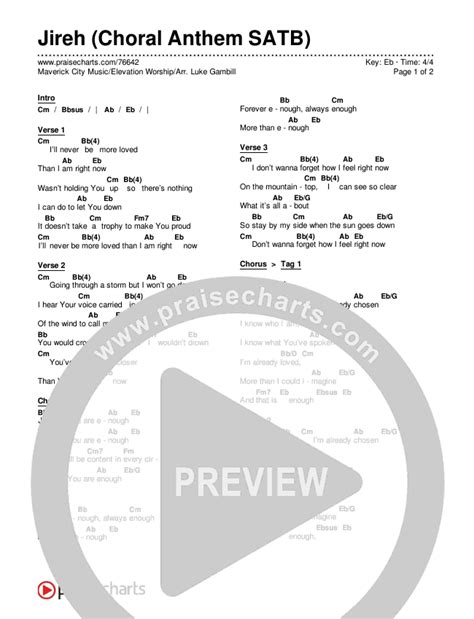 Jireh (Choral Anthem SATB) Chords PDF (Maverick City Music / Elevation Worship / Arr. Luke ...