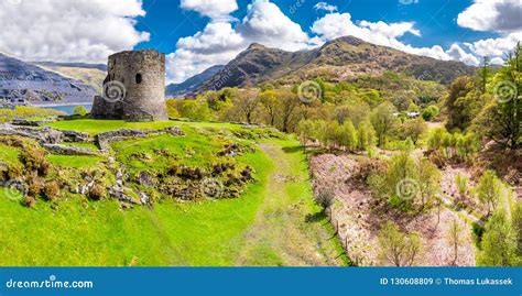 Aerial Of Dolbadarn Castle At Llanberis In Snowdonia National Park In Wales Stock Photo ...