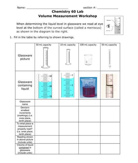 (Solved) - Name: Section #: Chemistry 60 Lab Volume Measurement Workshop 1... (1 Answer ...