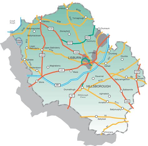 Lisburn County Map Area - Map of Ireland City Regional Political