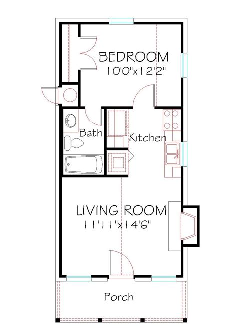 one story one bedroom tiny house floor plans - Google Search One ...