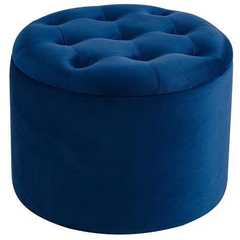 Button Tufted Velvet Storage Ottoman, Blue - Walmart.com