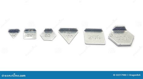 Six Small Calibration Weights On White Background Stock Photo - Image: 32217980