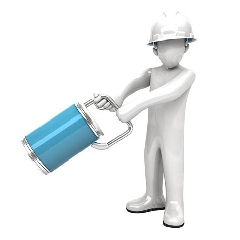 3d Rendering Of Construction Holding Paint Roller, Construction, Worker, Paint PNG Transparent ...
