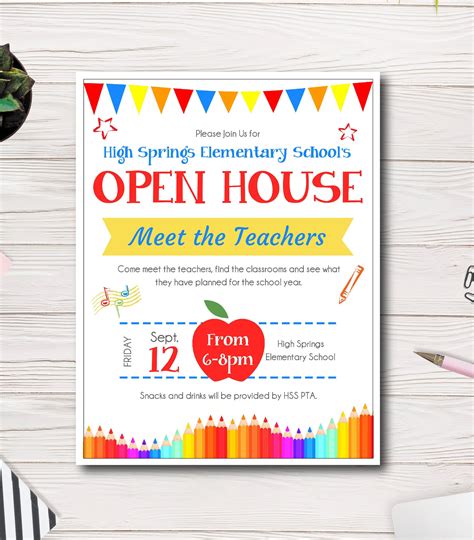 School Open House Flyer, Back to School Flyer Template, PTA, PTO ...