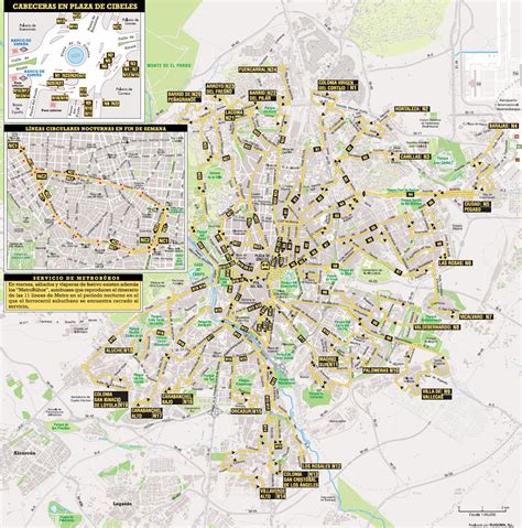 Madrid bus routes map - Bus routes Madrid map (Spain)