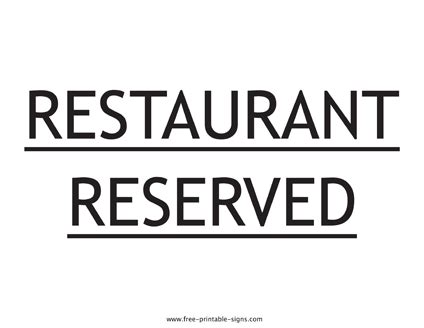 Printable Restaurant Reserved – Free Printable Signs