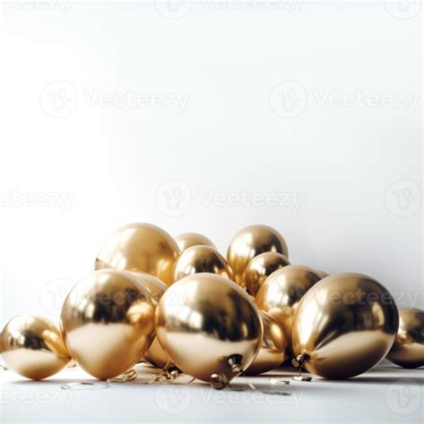 Gold and white balloon on white background with copy space. 22318751 ...