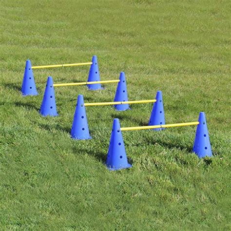 Get Out! Hurdle Cone Set – Training Cones and Agility Poles, Adjustable Agility Ladder Speed ...