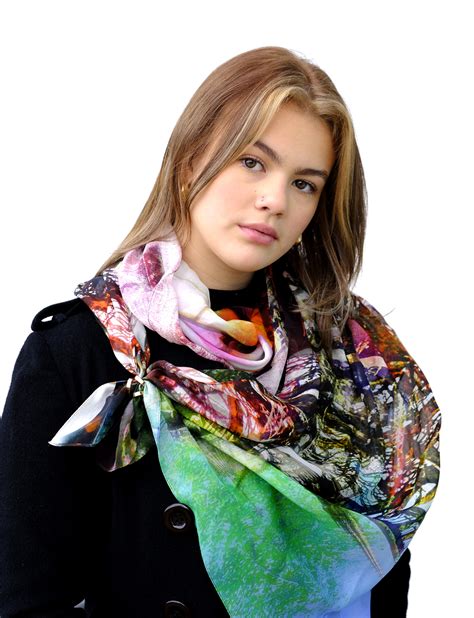 Silk Chiffon Scarf "Paris Montage" 180cmX65cm. - Bluyonda Silk Scarves